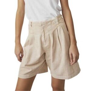 Free People Say So Cream Trouser Pleated Shorts